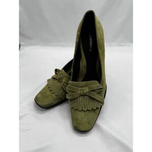 AEROSOLES SZ 10 M GREEN SUEDE LEATHER TASSEL WOMEN PUMP LOAFERS Academia Work